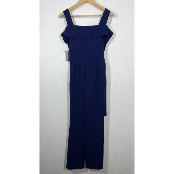 Marina Off The Shoulder Sarong Tie Jumpsuit Size 4 Indigo Semi Formal - Picture 5 of 9